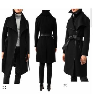 MACKAGE Nori Belted wide lapel coat black size L